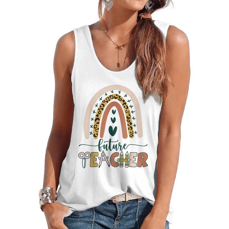 Future Teacher Boho Rainbow Leopard New Grad Student Flowy Tank