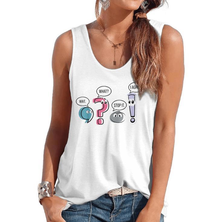 Grammar Teacher Punctuation English First Day Back To School Flowy Tank