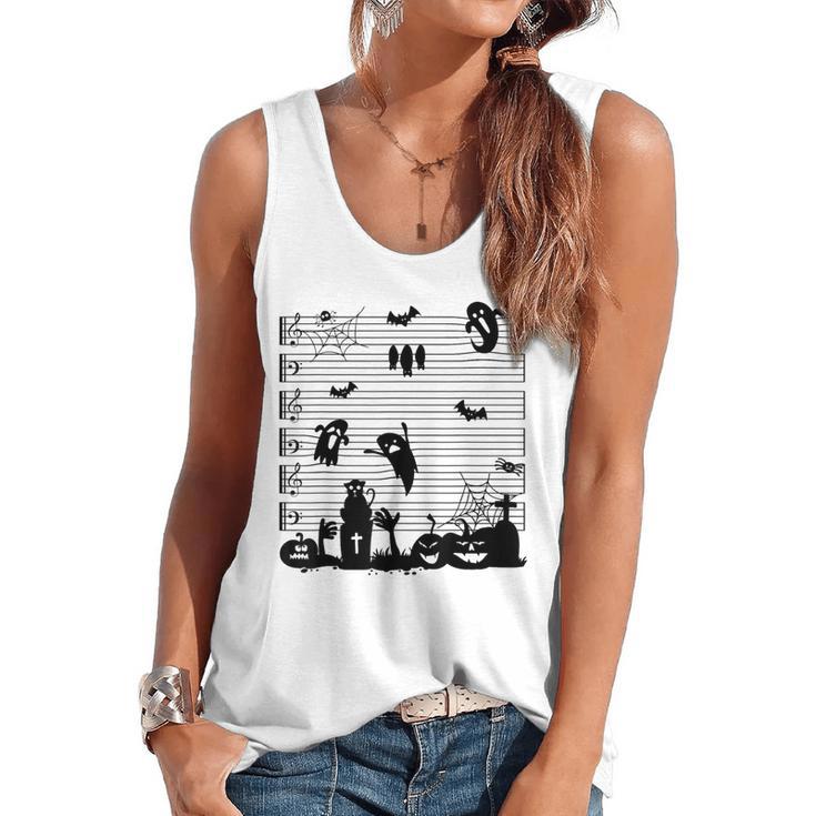 Halloween Music Note Clefs Spooky Ghost For Music Teacher Flowy Tank