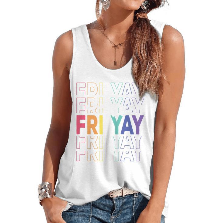 Happy Fri Yay Teacher Friday Saying Flowy Tank