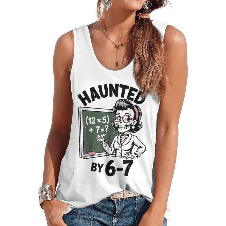 Haunted 67 Skeleton Math Teacher Halloween Costume Math Pun Flowy Tank