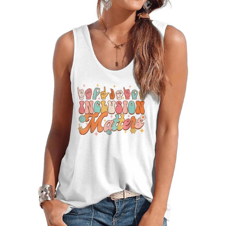 Inclusion Matters Groovy American Sign Language ASL Teacher For Men Women Flowy Tank