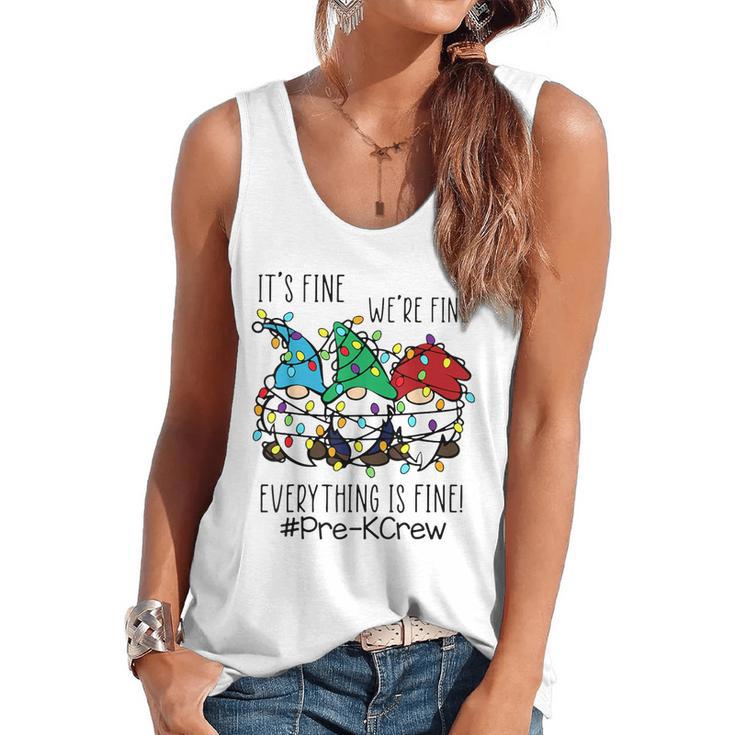 It's Fine We'Re Fine Gnome Pre-K Teacher Christmas Light For Men Women Flowy Tank