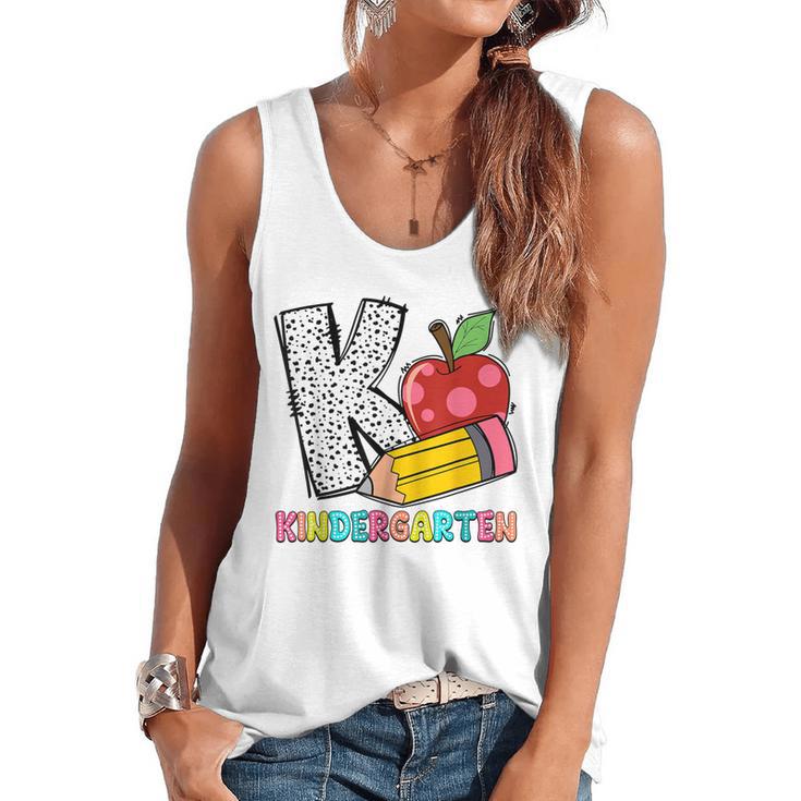 K Is For Kindergarten Teacher Pencil Apple Back To School Flowy Tank