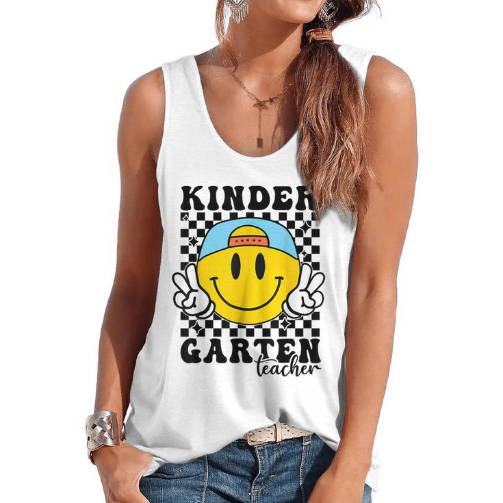 Kindergarten Teacher Hippie Smile Face Back School Flowy Tank