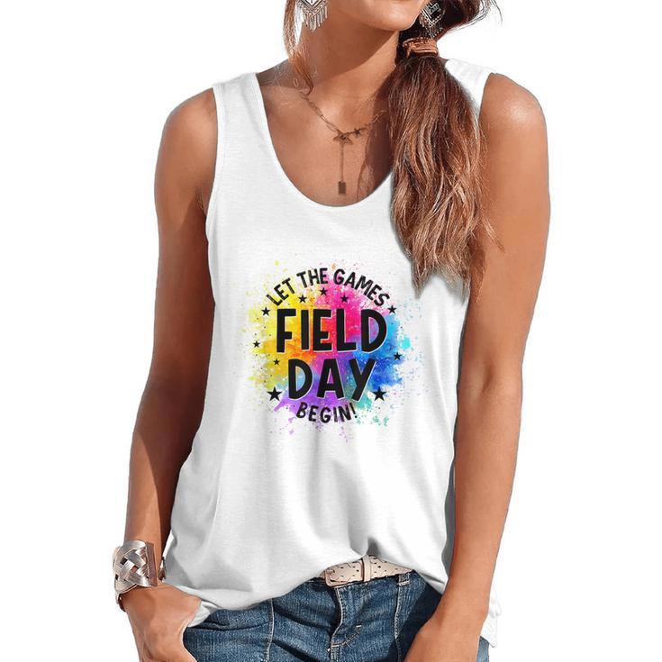 Let The Games Begin Field Day Fun Day Teachers Boys Girls Flowy Tank