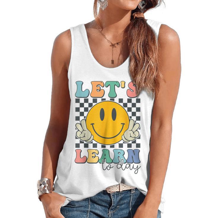 Let's Learn Today Smile Face Back To School For Teacher Kids Flowy Tank