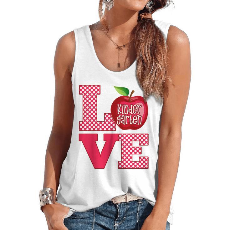 Love Kindergarten Cute Apple School Teacher Flowy Tank