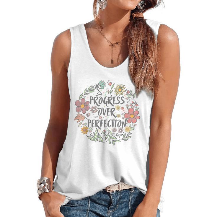 Motivational Progress Over Perfection Back To School Teacher Flowy Tank