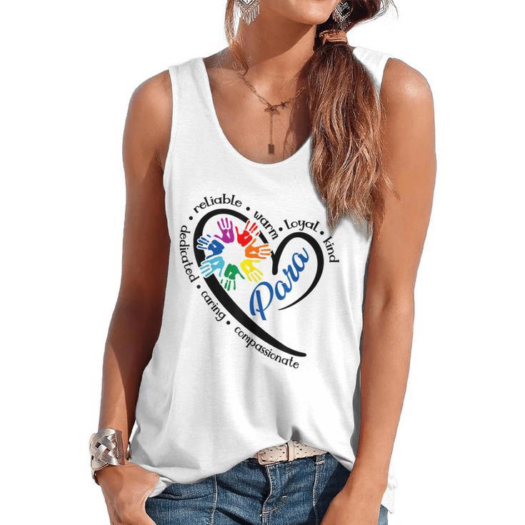 Para Heart Teacher Paraprofessional Paraeducator Men Women Flowy Tank