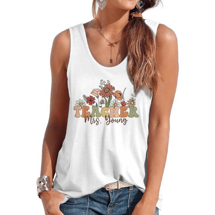 Personalized Name Teacher Mrs Young Back To School Custom Flowy Tank
