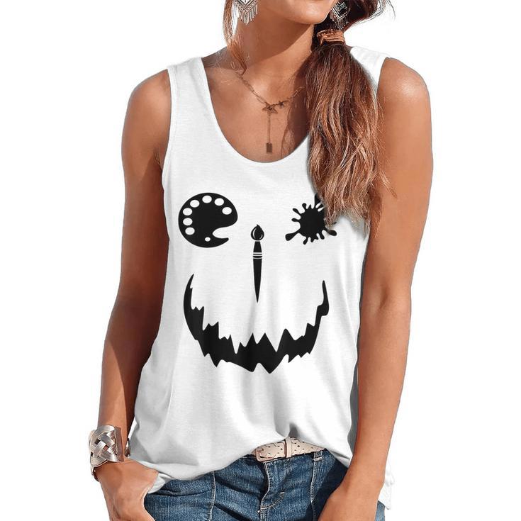 Pumpkin Artist Halloween Art Teacher Flowy Tank