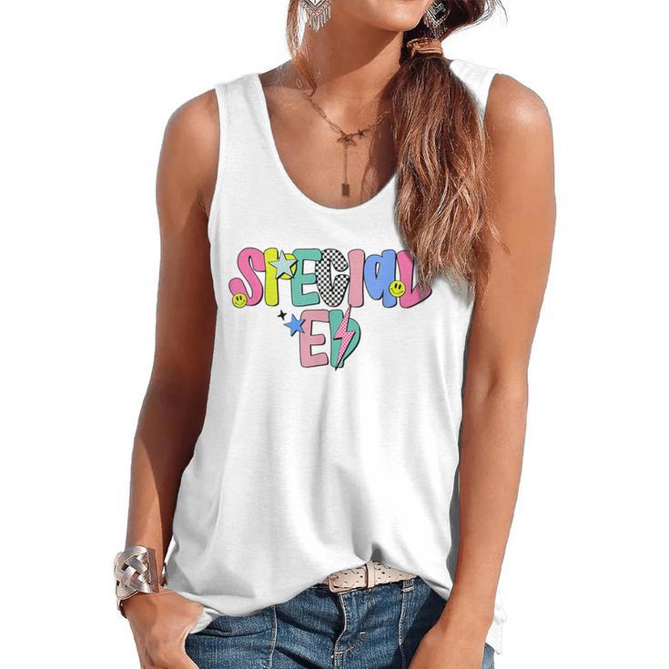 Retro Checkered Special Education Teacher Back To School Flowy Tank