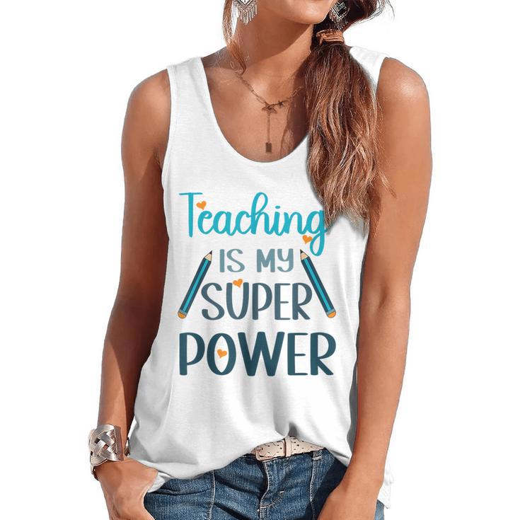 Retro Groovy Teaching Is My Super Power Teacher's Present Men Women Flowy Tank
