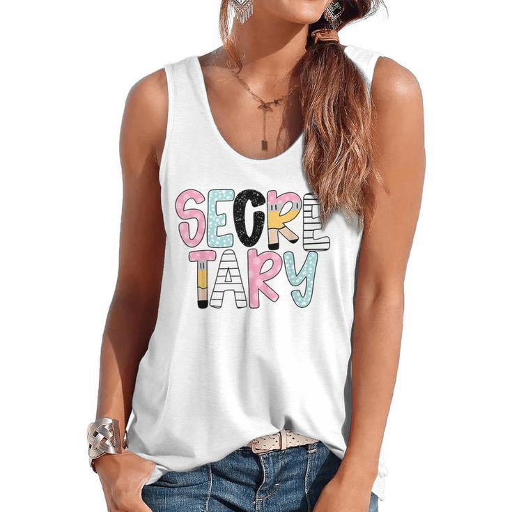 Retro Secretary Back To School Teacher Appreciation Flowy Tank