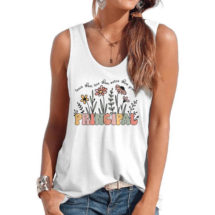 Retro Vintage Floral Principal Shirt For Women Teachers Day Flowy Tank