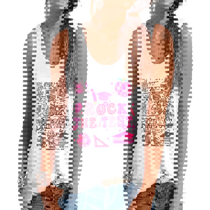 Rock The Test Testing Day Don&#x27;t Stress Do Your Best Teacher For Men Women Girls Kids Flowy Tank
