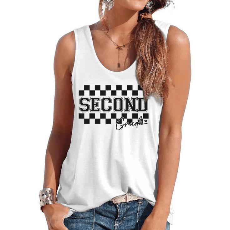 Second Grade Checkered Teacher 1st Day Back To School Women Flowy Tank
