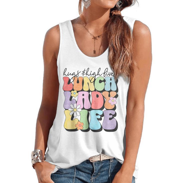 Soul Bleach Teacher Staff First Day Of School Last Hugs & High Fives Lunch Lady Vibes Blue Classic Fit Flowy Tank