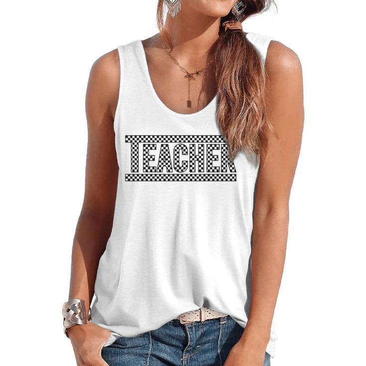 Teacher Checkered Racing  Teacher Appreciation Men Women Flowy Tank
