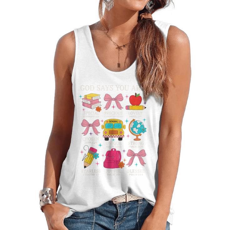Teacher Christian God Says I Am Faith Religious Bible Verse Flowy Tank