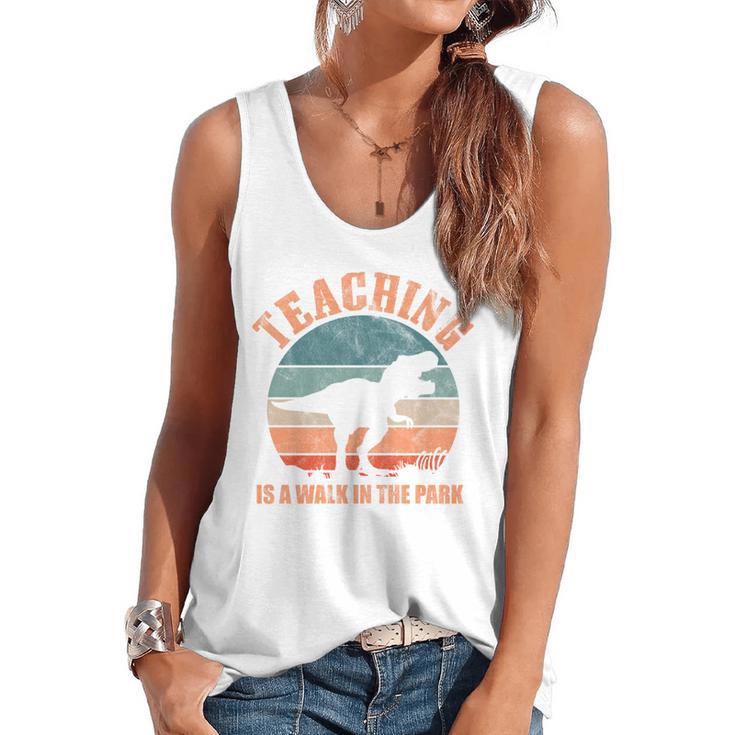 Teaching Is A Walk In The Park Teacher T-Rex Retro Flowy Tank