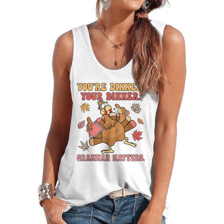 Thanksgiving Grammar Thankful English Teacher Fall Turkey Flowy Tank