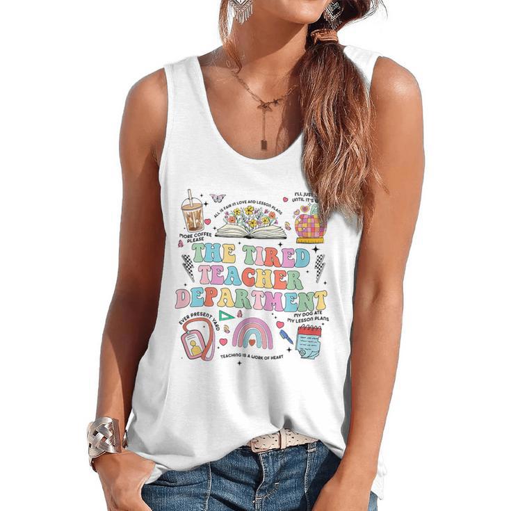 The Tired Teachers Department Retro Groovy Back To School Flowy Tank