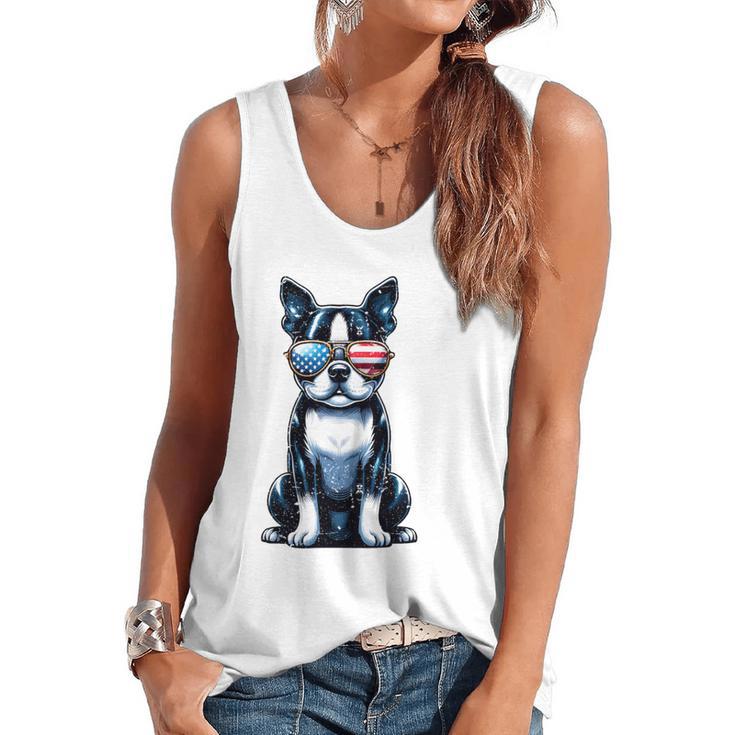 USA Flag Boston Terrier Best Dog Mom Ever 2025 Flowy Tank