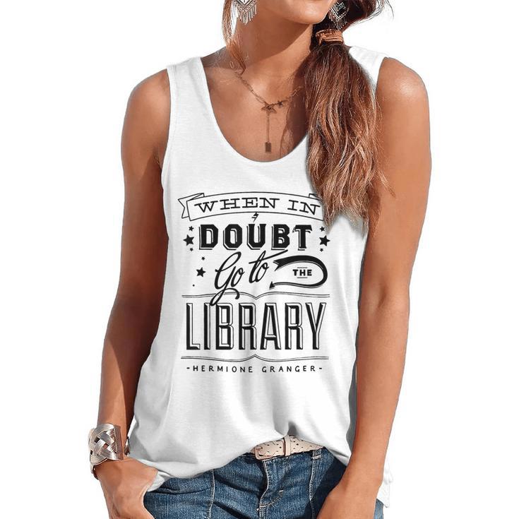When In Doubt Go To The Library Teacher Vintage Book Lovers Flowy Tank