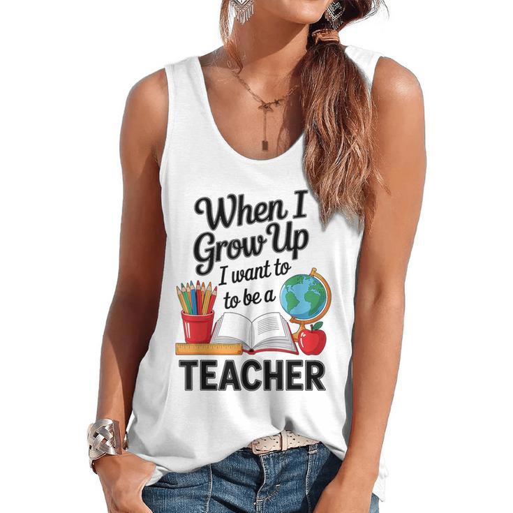 When I Grow Up I Want To Be Teacher Kids Flowy Tank
