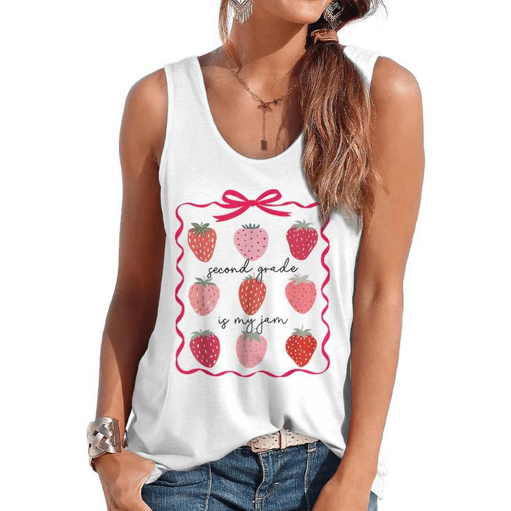 Women Second Grade Is My Jam Strawberry First Kids Teacher Flowy Tank