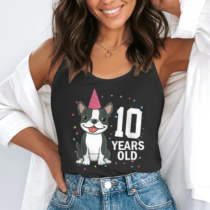 10 Years Old Birthday Boston Terrier Dog Lover 10th Party For Men Women Kids Flowy Tank, funny gift