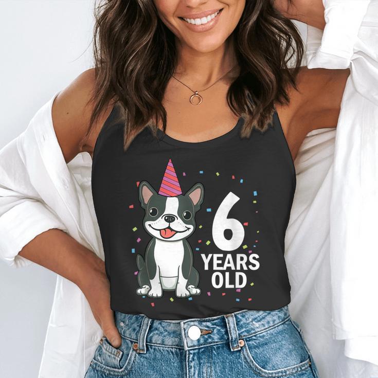 6 Years Old Birthday Boston Terrier Dog Lover 6th Party Kid Flowy Tank, funny gift