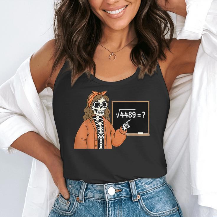 67 Math Teacher Skeleton Halloween Root 4489 Messy Bun Women Flowy Tank, funny gift 67 Math Teacher Skeleton Halloween Root 4489 Messy Bun Women Flowy Tank, funny gift