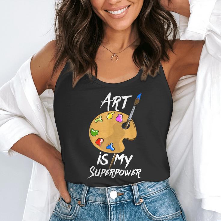 Art Is My Superpower Drawing Art Teacher Artists Flowy Tank, funny gift