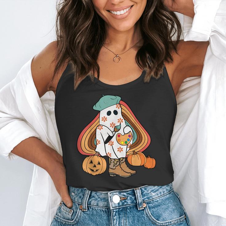 Art Teacher Painting Brushes Retro Pumpkin Ghost Artist Flowy Tank, funny gift Art Teacher Painting Brushes Retro Pumpkin Ghost Artist Flowy Tank, funny gift