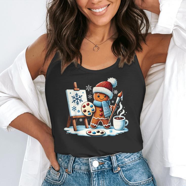 Artist Gingerbread Painter Art Teacher Student Christmas Flowy Tank, funny gift