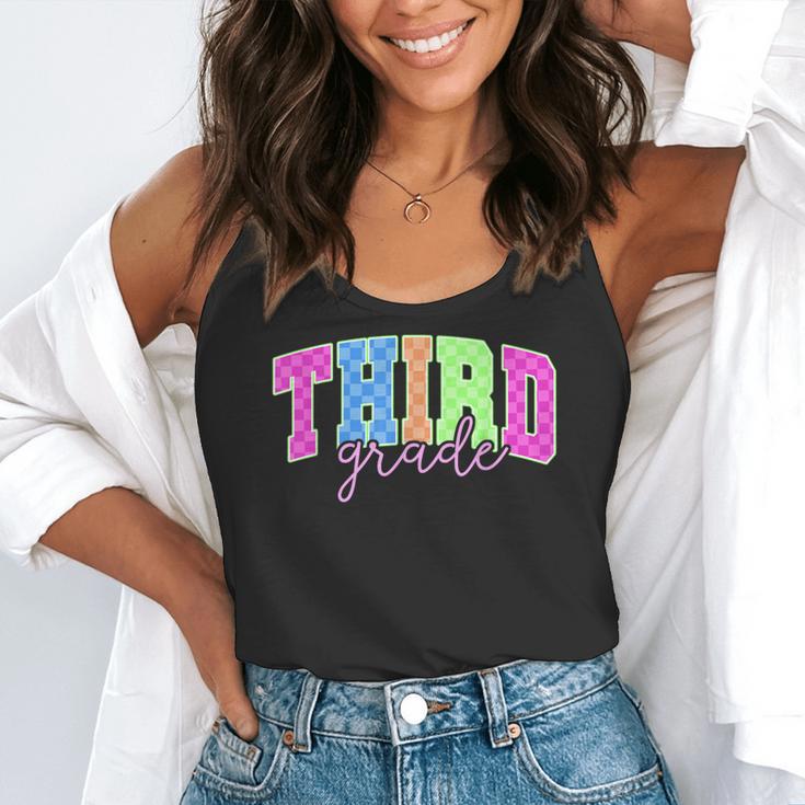 Back To School Neon Checkered Third Grade Colorful Teacher Flowy Tank, funny gift Back To School Neon Checkered Third Grade Colorful Teacher Flowy Tank, funny gift