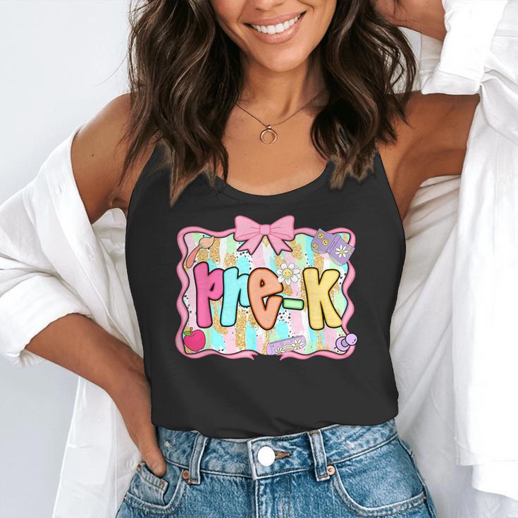 Back To School Pre-K Preppy Teacher Girl Flowy Tank, funny gift