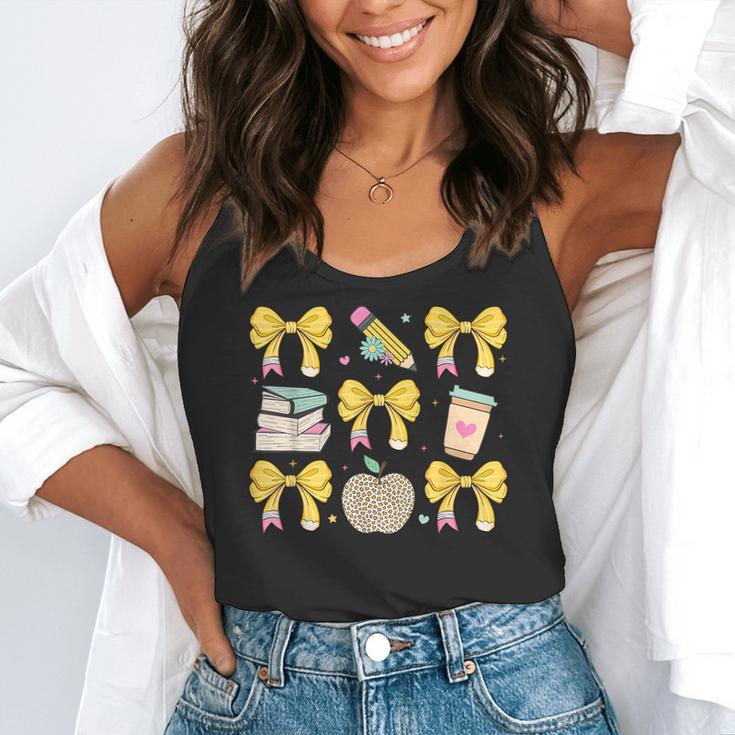 Back To School Yellow Bows Book Coffee Leopard Apple Teacher Flowy Tank, funny gift Back To School Yellow Bows Book Coffee Leopard Apple Teacher Flowy Tank, funny gift