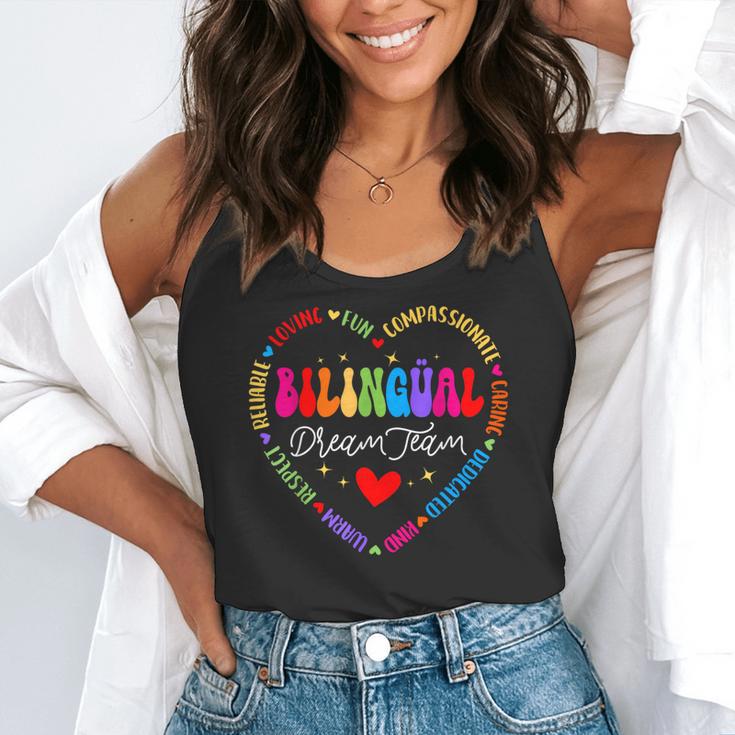 Bilingues Dream Team Dual Language Bilingual Crew Teacher Flowy Tank, funny gift