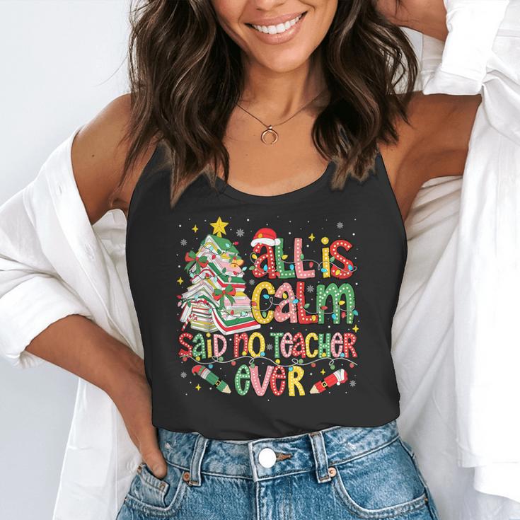 Book Tree All Is Calm Said No Teacher Ever Christmas Flowy Tank, funny gift Book Tree All Is Calm Said No Teacher Ever Christmas Flowy Tank, funny gift
