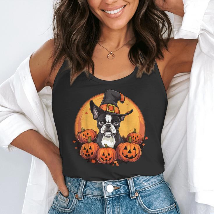Boston Terrier Bostie Dog Breed Pet Halloween Pumpkins Flowy Tank, funny gift