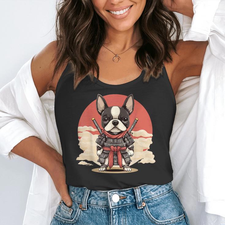 Boston Terrier Dog Japanese Style Samurai Dogs Flowy Tank, funny gift