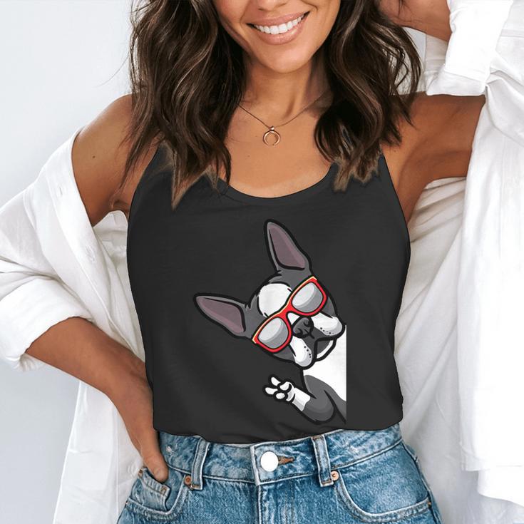 Boston Terrier Dog From Side Boston Bull Flowy Tank, funny gift