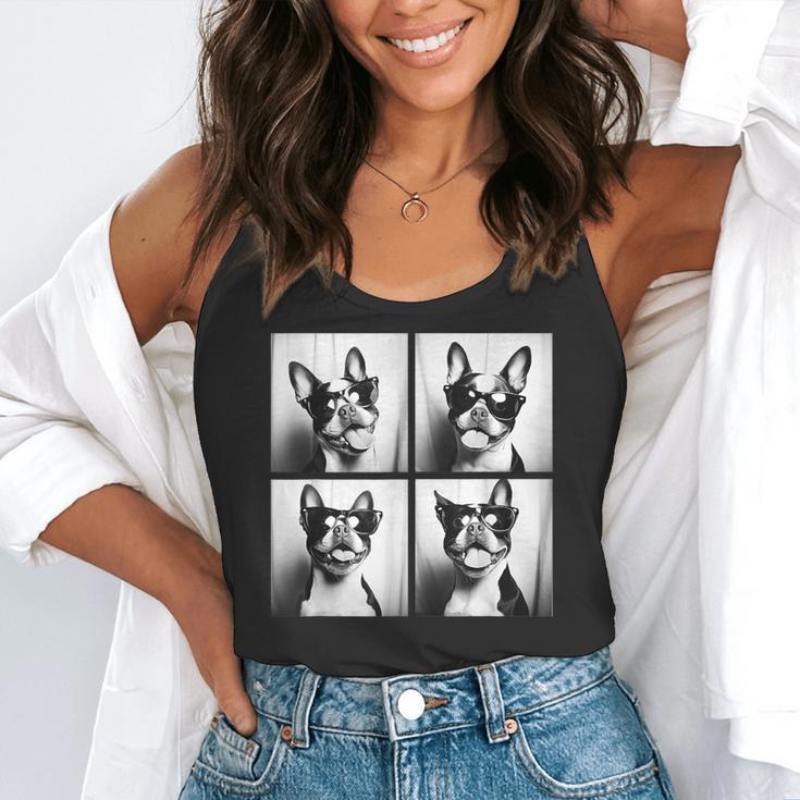 Boston Terrier Dogs With Sunglasses Photo Pets Meme Flowy Tank, funny gift