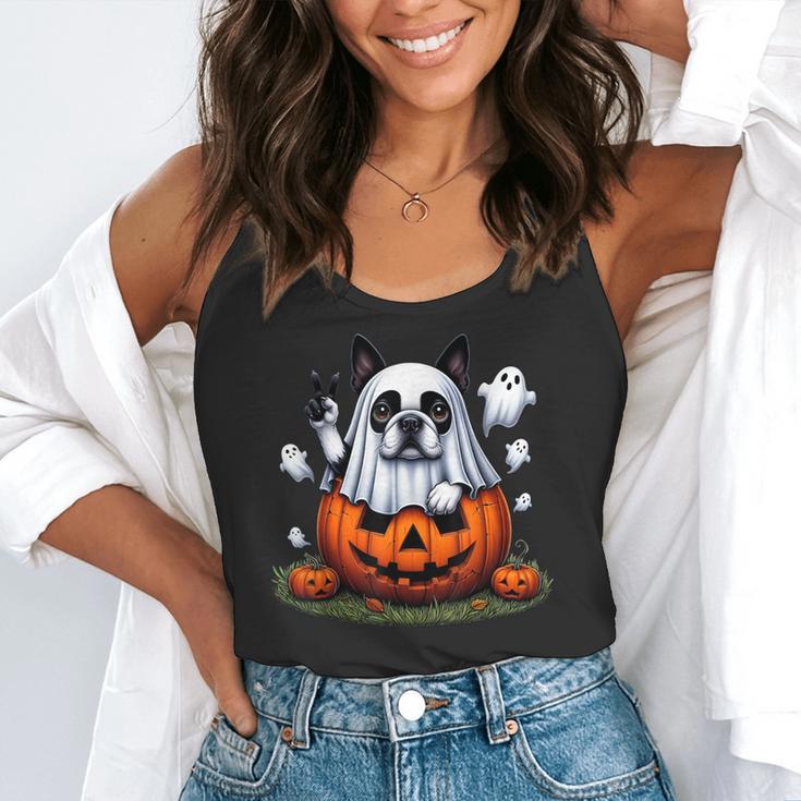 Boston Terrier Ghost Boo Halloween Kids Flowy Tank, funny gift