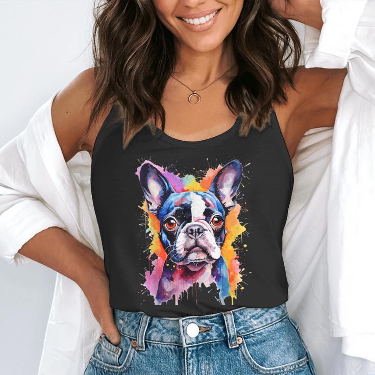 Boston Terrier Lover Pop Art Color Boston Terrier Dog For Men Women Girls Kids Flowy Tank, funny gift