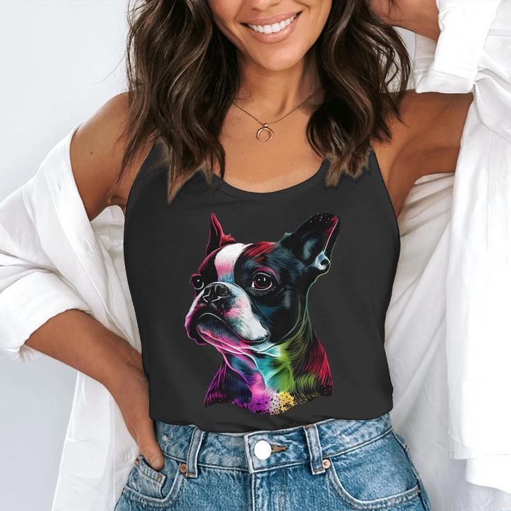 Boston Terrier Lovers Colorful Pop Art Boston Terrier Flowy Tank, funny gift
